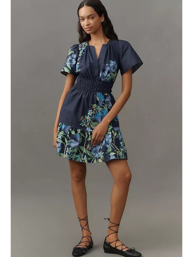 The Somerset Mini Dress Blue Floral L